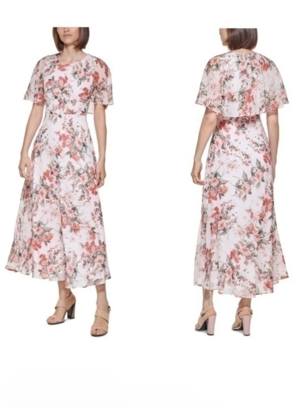 Calvin Klein Women's Floral-Print Cape-Back Maxi Dress size 6